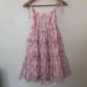 Lush Pink Floral ruffled short dress